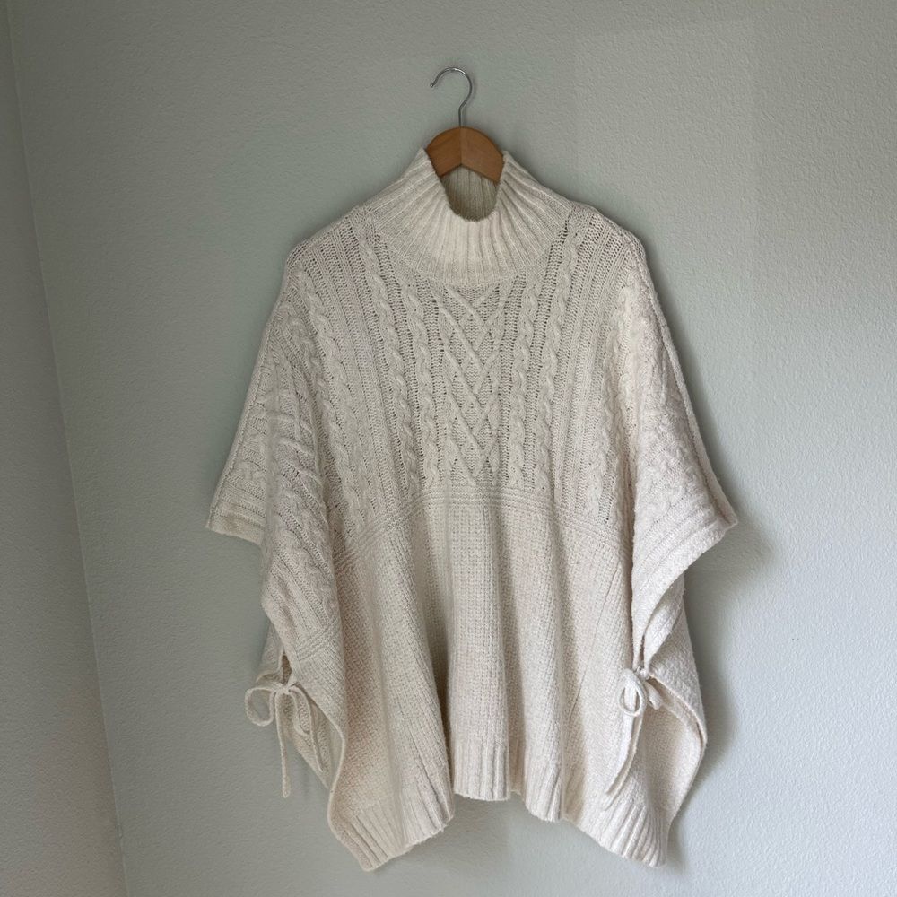 UGG Cream Cable Knit Turtleneck Poncho